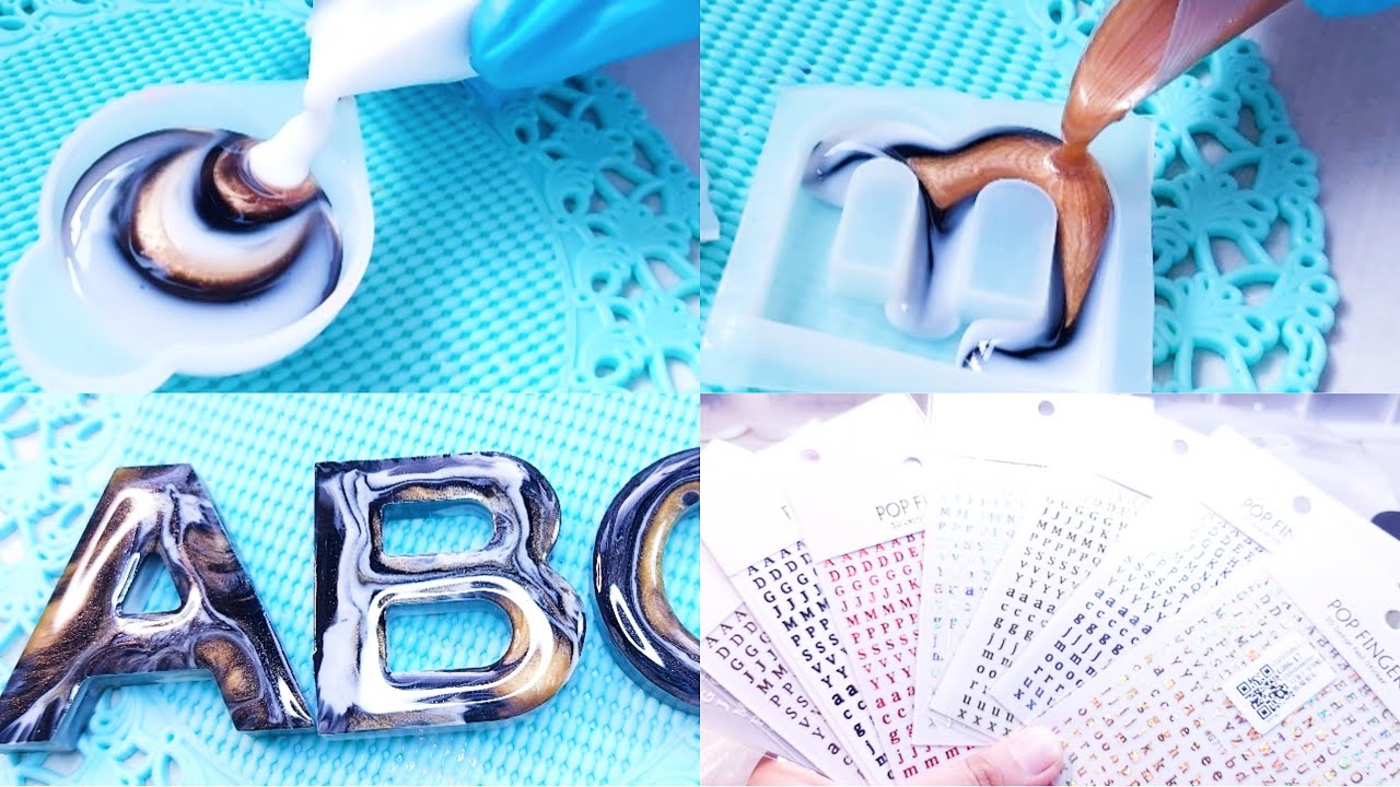 the easiest Marble Effect on resin • Dirty Pour Technique in Letter Mold • Art • Resin Crafts | DIYs