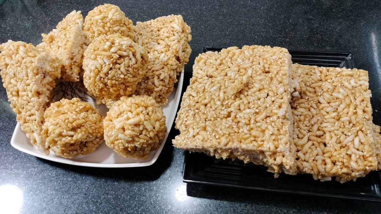मुरमुरा चिक्की और तिलवा बनाने की रेसिपी | murmura Chikki / tilwa recipe | Sandhya Raj ki Rasoi 