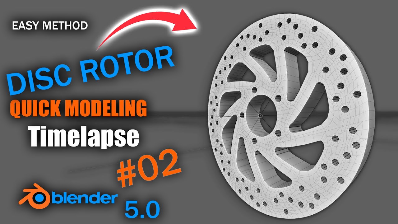 Disc Rotor Modeling Timelapse in Blender 5.0 | Hard Surface