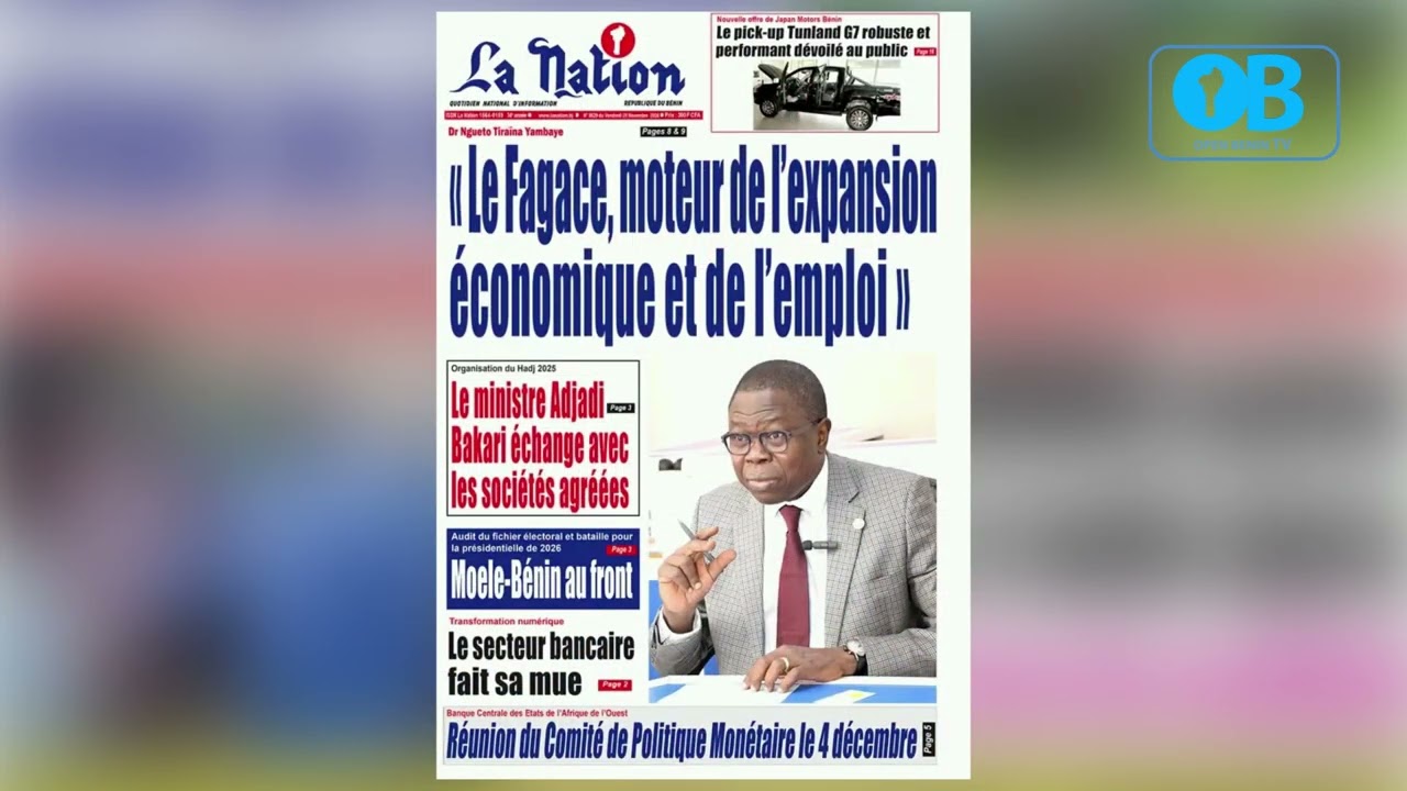 OPEN BENIN TV_UNE DES JOURNAUX DU VENDREDI 29 NOVEMBRE 2024