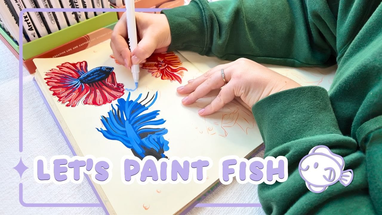 Обзор маркеров Cozy Marker 🎨 | Рисование бойцовых рыбок маркерами Arrtx