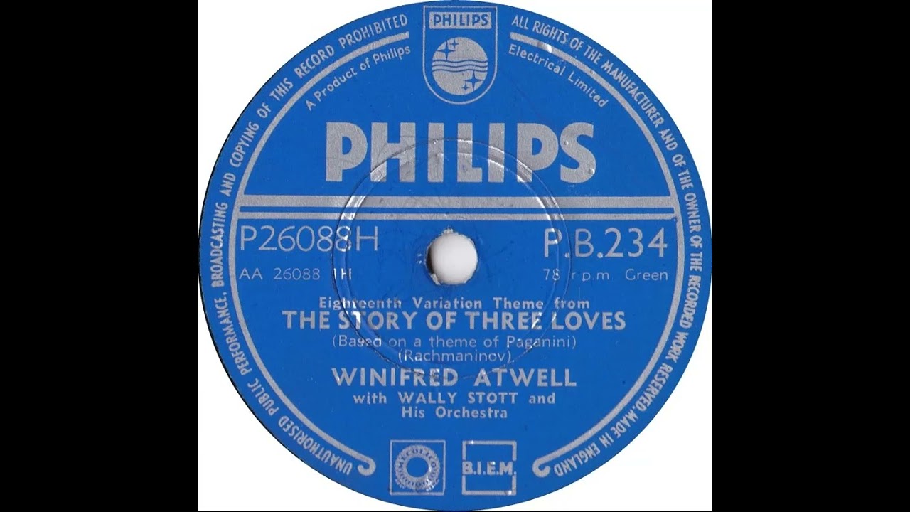 UK New Entry 1954 (42) Winifred Atwell - Eighteenth Variation Theme From The Story Of Three Loves