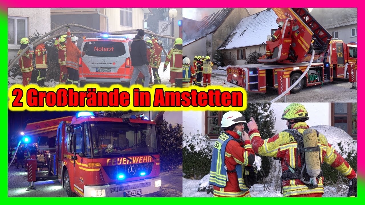 +++ 2 Brände in Amstetten +++ 🔥 🚒 Großeinsatz der Feuerwehr 🚒 🔥 Überlandhilfe zum Großbrand