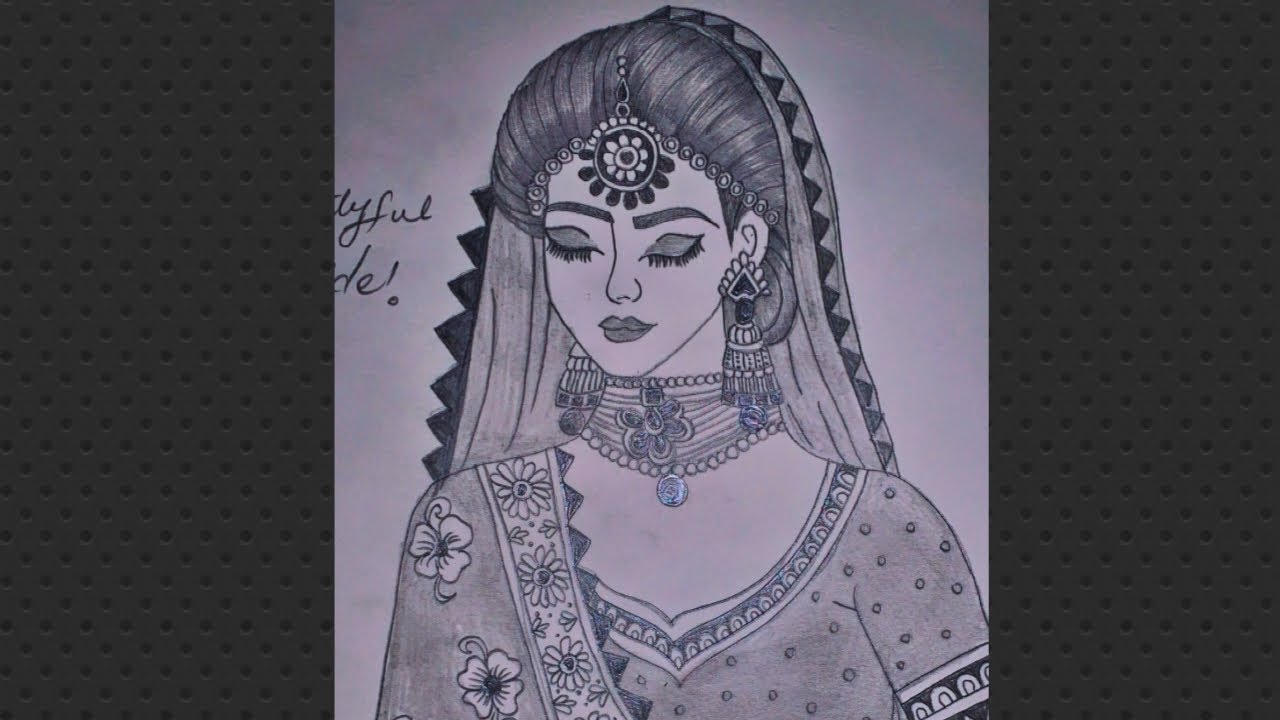 How to draw a traditional bride sketch...draw a girl bride sketch step by step ❤️..