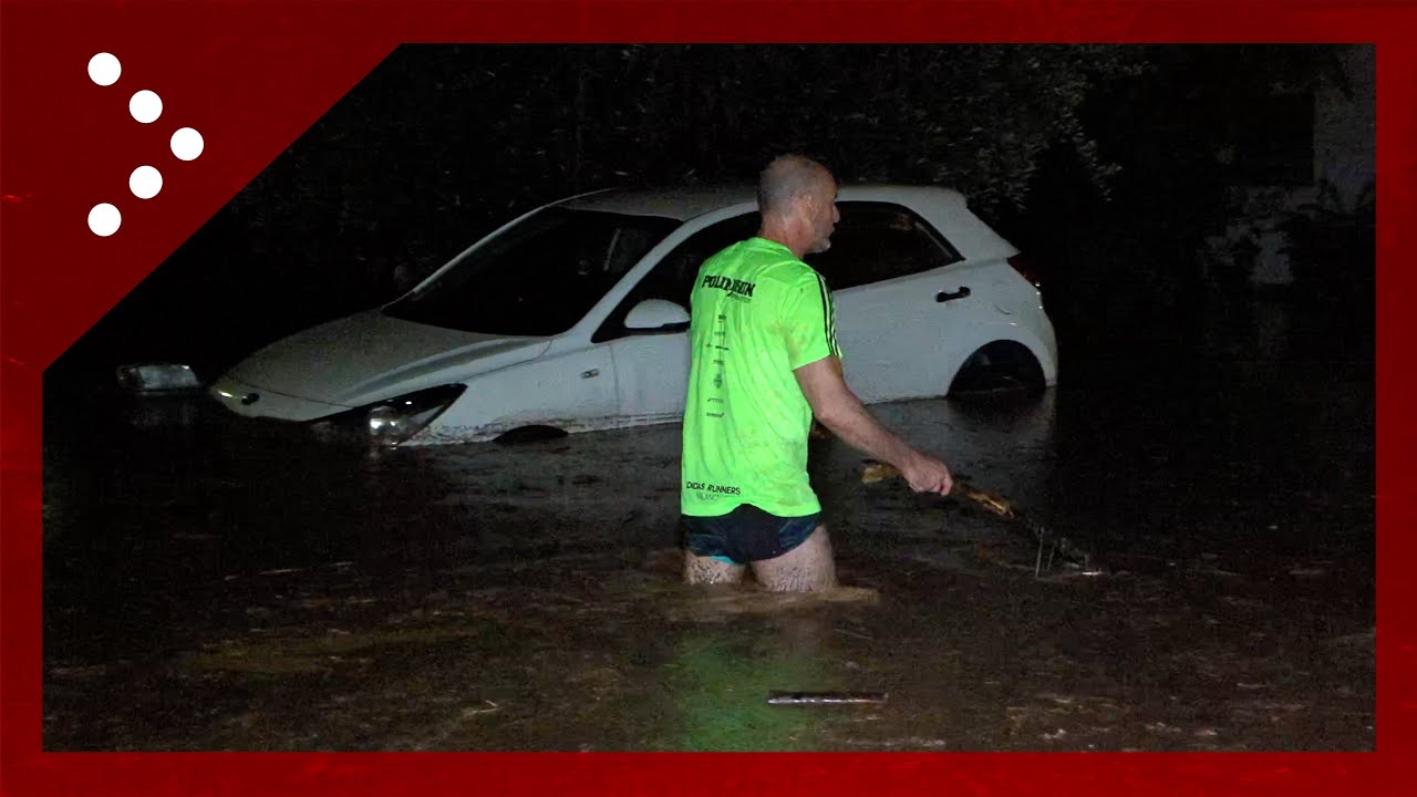 Maltempo, fiume d'acqua e fango per le strade di Gussago (Brescia)
