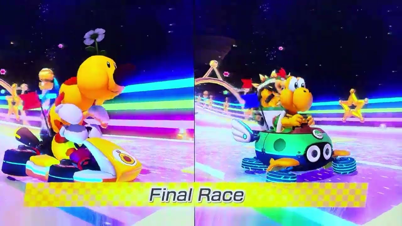 Mariokart Rainbow Road races on Switch