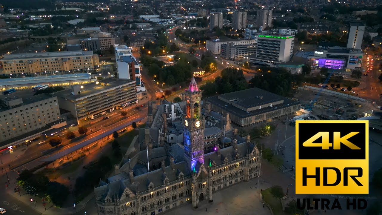 Bradford Town Hall Clock (Drone Footage), (Remastered in 4K,HDR)