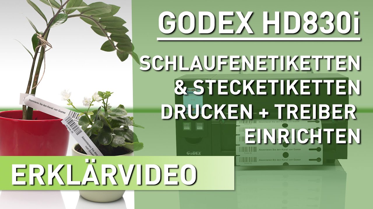 Godex HD830i einrichten – Schlaufenetiketten & Stecketiketten drucken | Güse Shop [Erklärvideo]