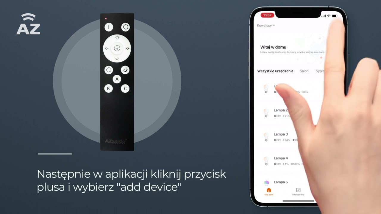 Dodawanie do aplikacji AZzardo pilota bluetooth