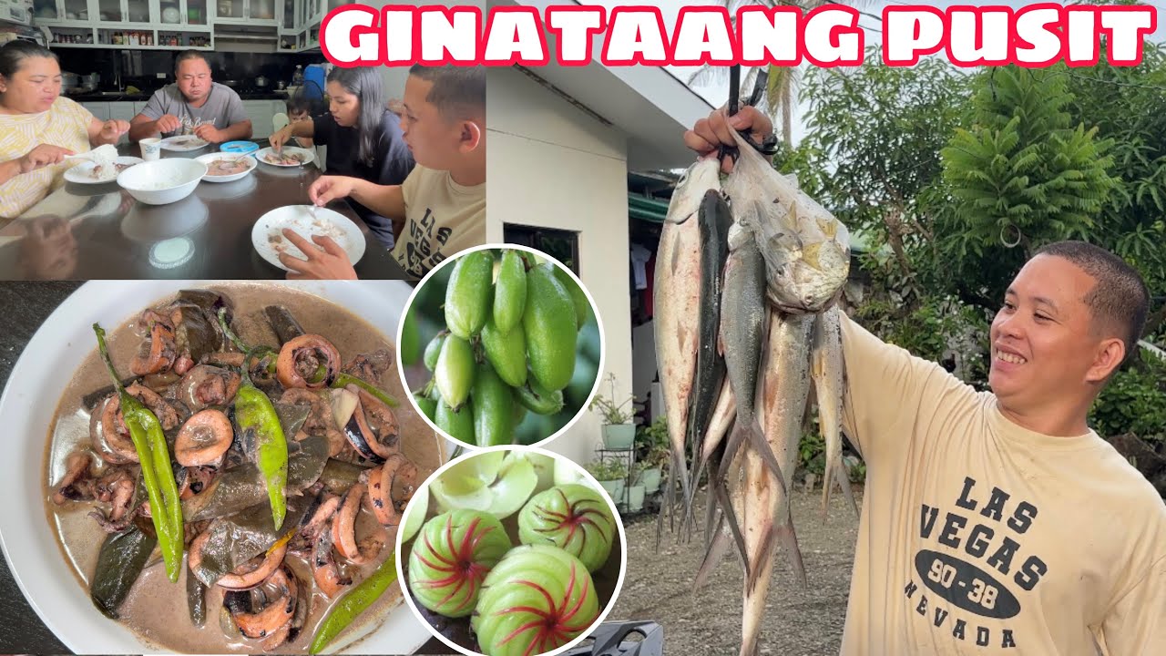 GINATAANG PUSIT WITH KAMIAS AT KATMON🦑 | NAKAHULI SI PAPA AT BAL NG MGA MIDBID AT BANGUS