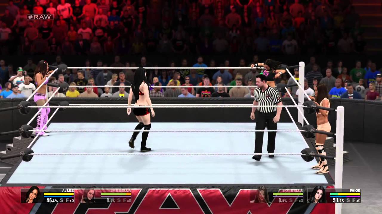 WWE 2K15 AJ Lee and Brie Bella vs Paige and Nikki Bella