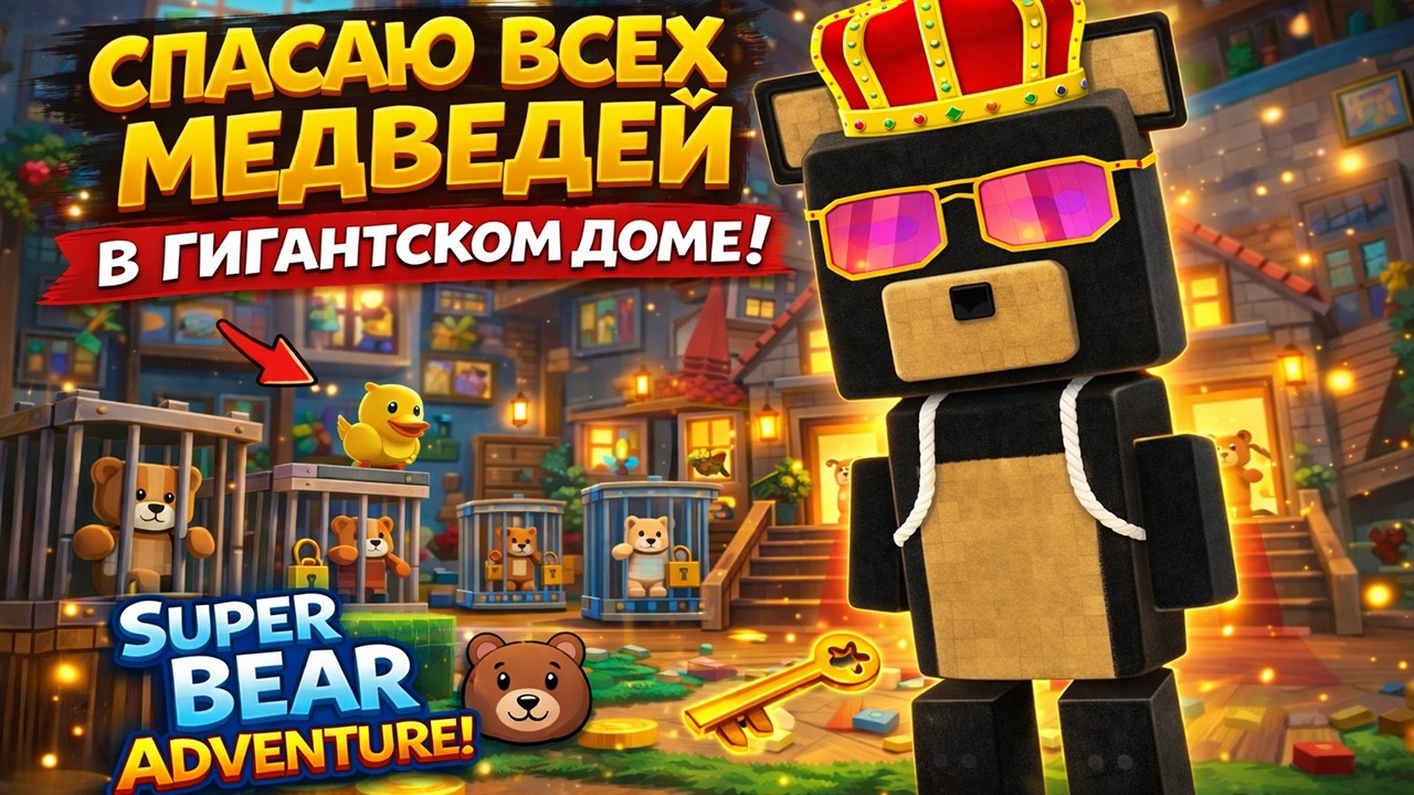 СПАСАЮ ВСЕХ МЕДВЕДЕЙ В ГИГАНТСКОМ ДОМЕ!🏠🐻  Super Bear Adventure