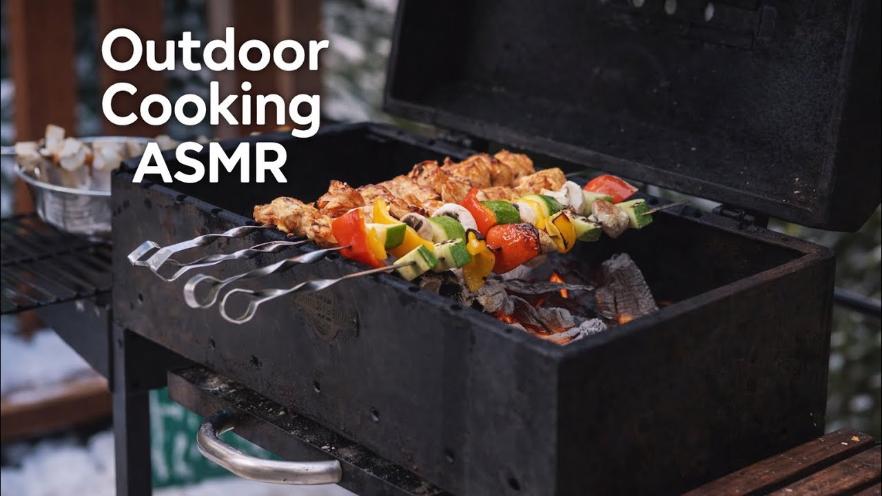A Cozy Barbecue Night with [ ASMR ] Fire Sounds 