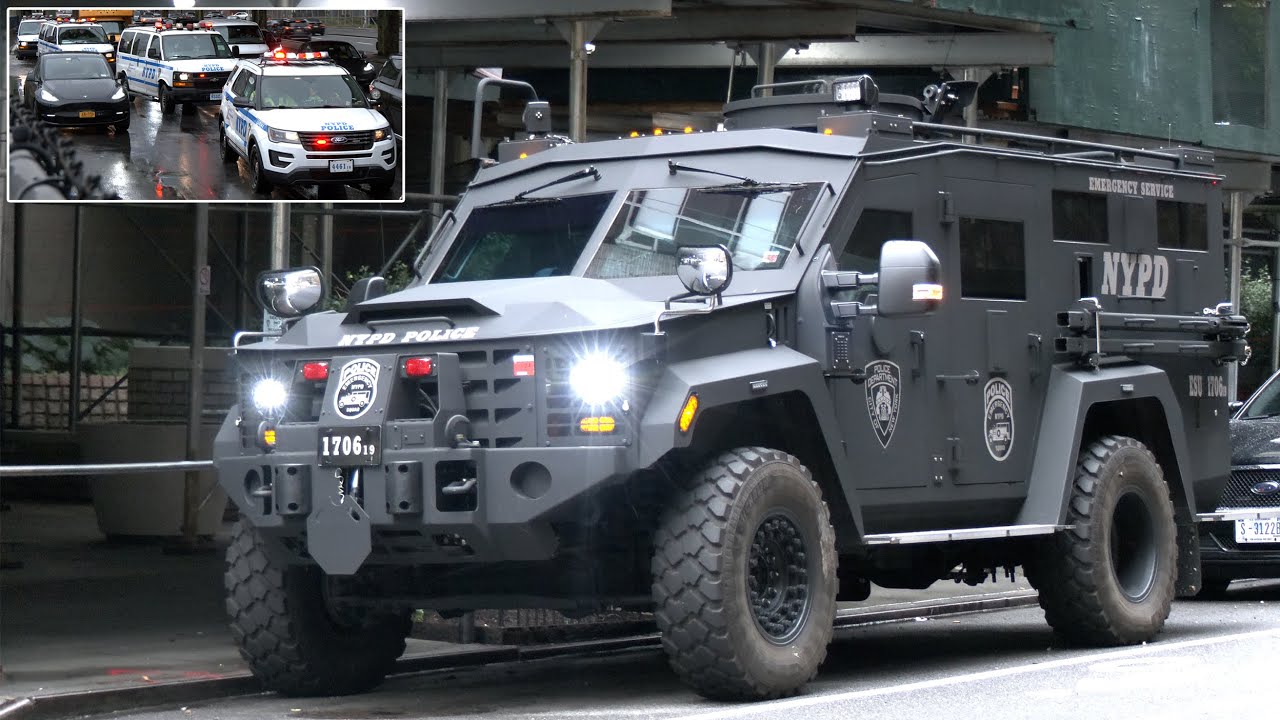 Armored trucks and police vehicles prepare for UN General Assembly 🚓