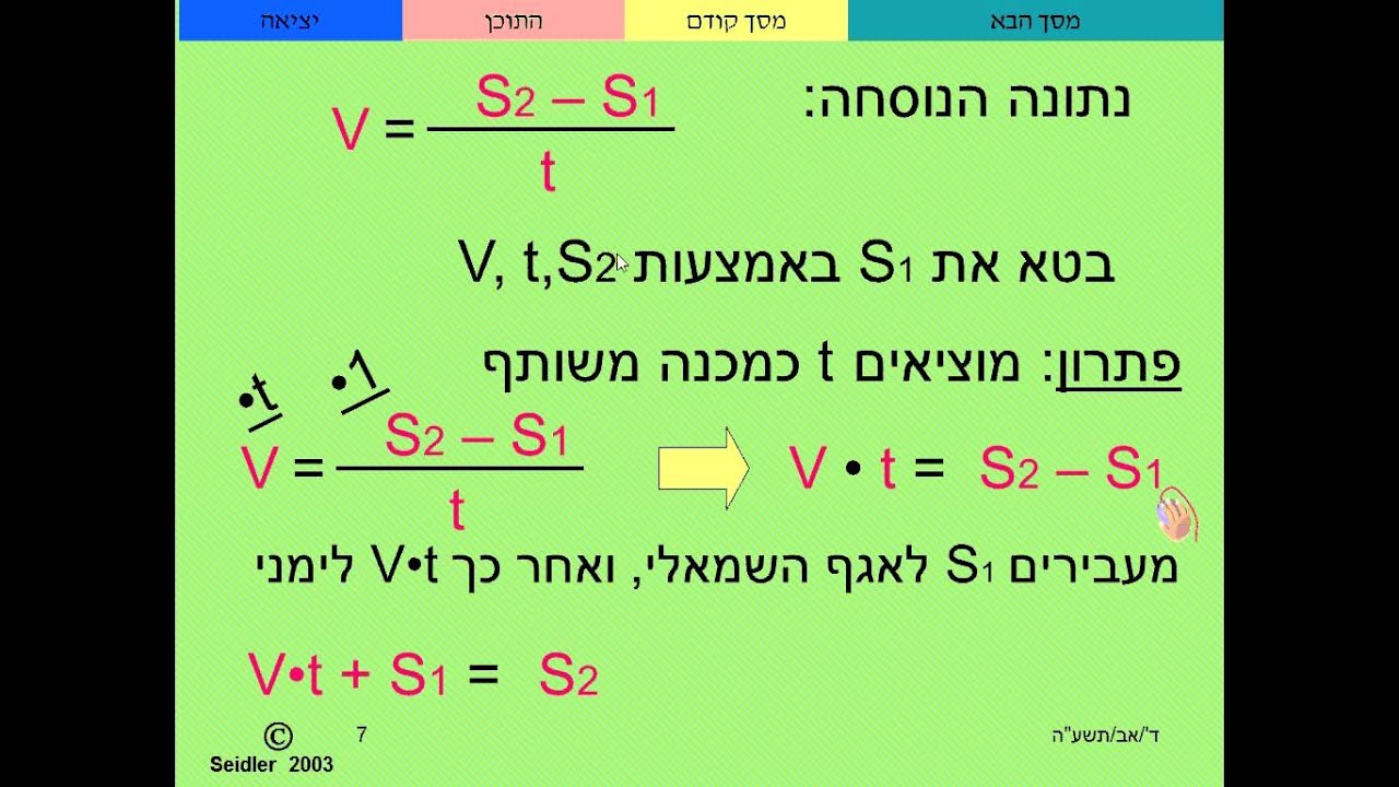 שינוי נושא הנוסחה שיעור מס' 1 בסיס לנושא