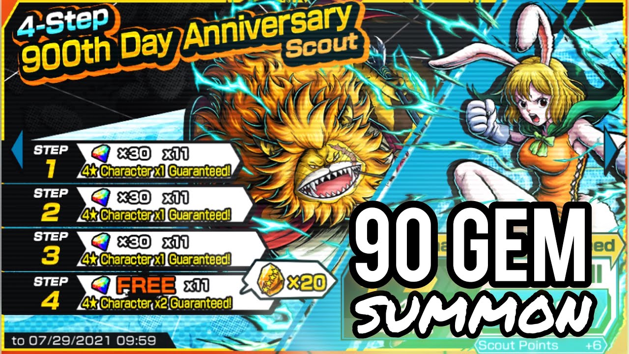 90 GEM 900th DAY ANIVERSARY SUMMONS | One Piece Bounty Rush (OPBR)