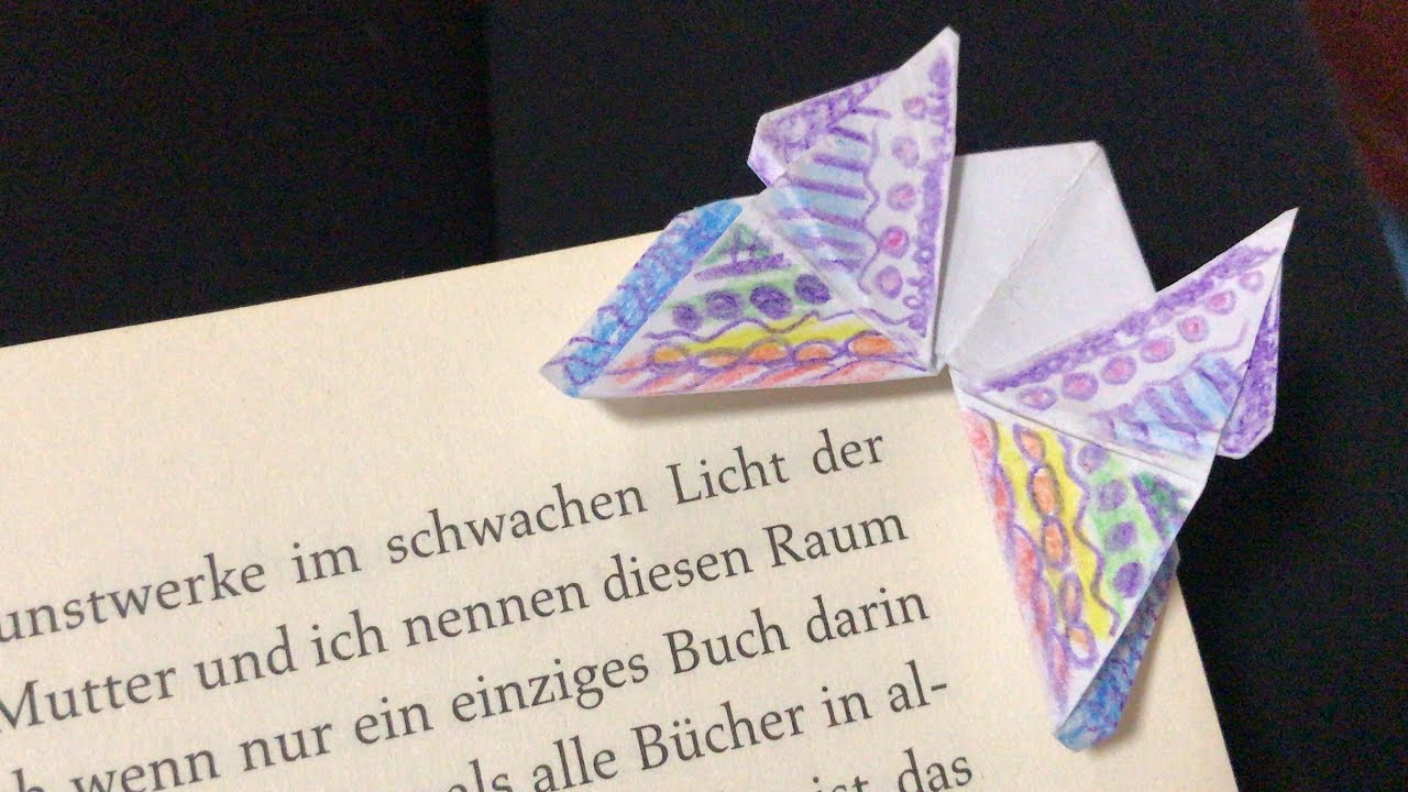 Origami Schmetterlings Lesezeichen basteln