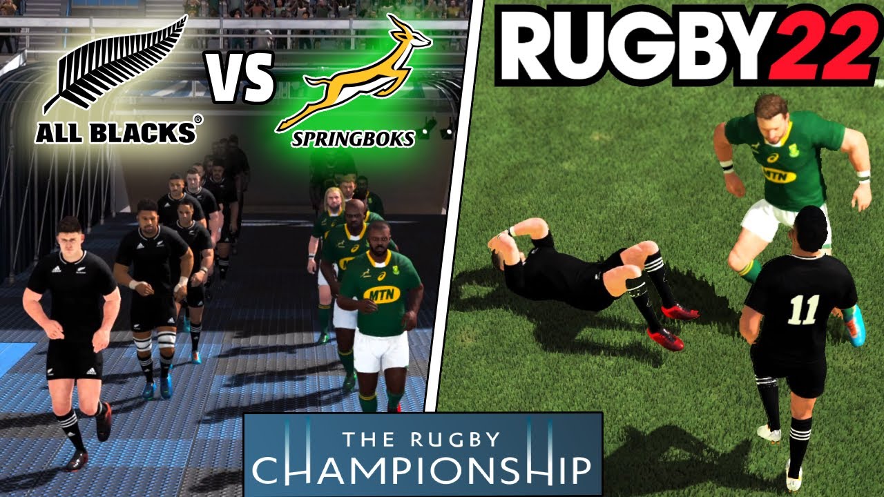 ALL BLACKS v SPRINGBOKS - Rugby Championship 2023 - Rugby 22 Legend Difficult Gameplay & Commentary
