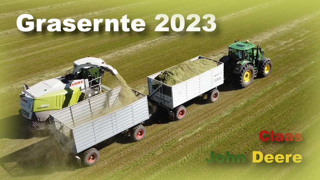 Grasernte 2023 Gro&szlig;einsatz Class H&auml;cksler & John Deere Traktoren