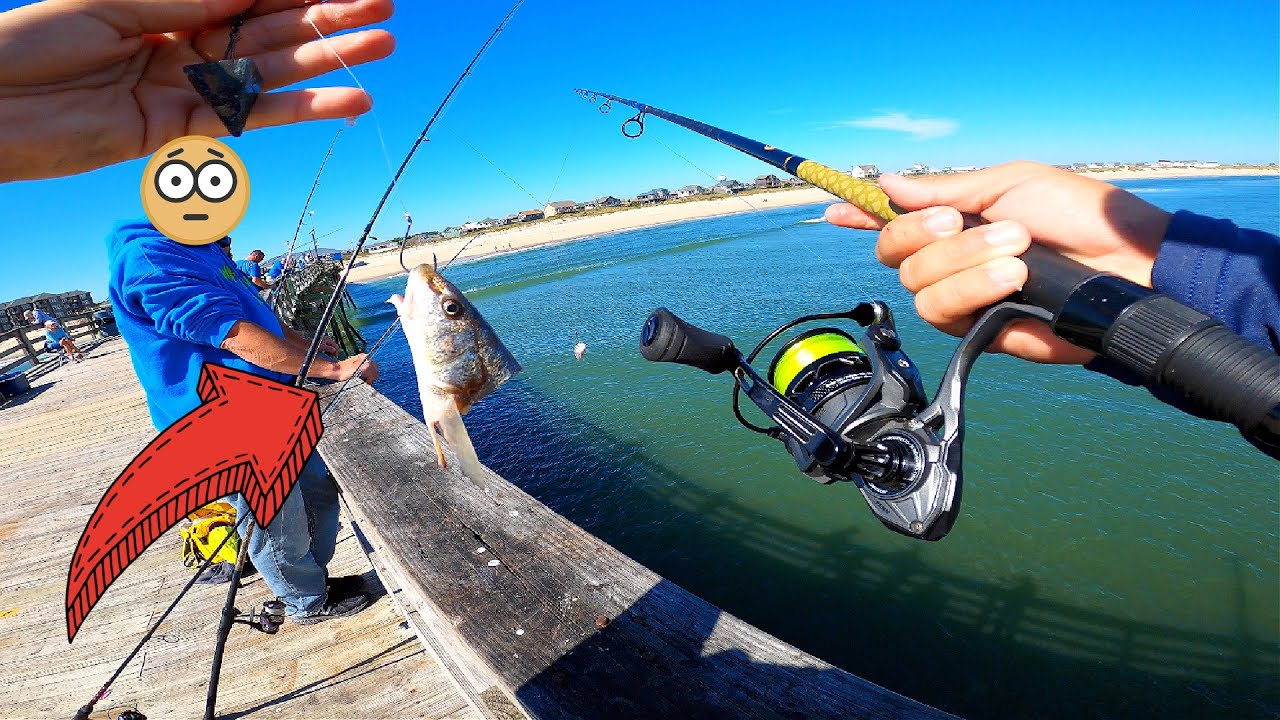 Fishing a BEACH PIER for New Species with CUT BAIT! **Outer Banks**