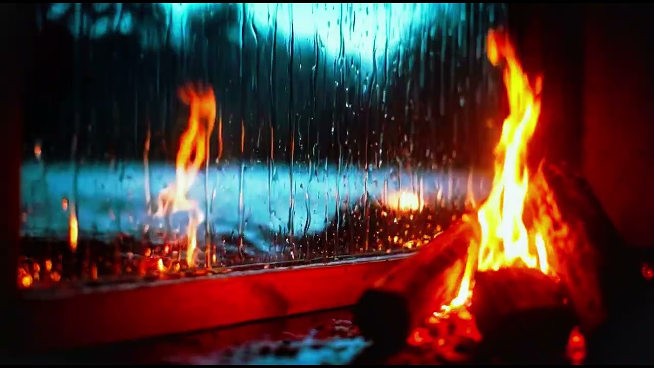 Crackling Fire and Rainy Window | 10 Hours of Pure Comfort