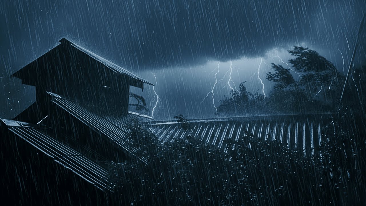 Heavy Rain & Thunder Sounds 🌩️ Night Rain to Sleep Fast and Stay Asleep