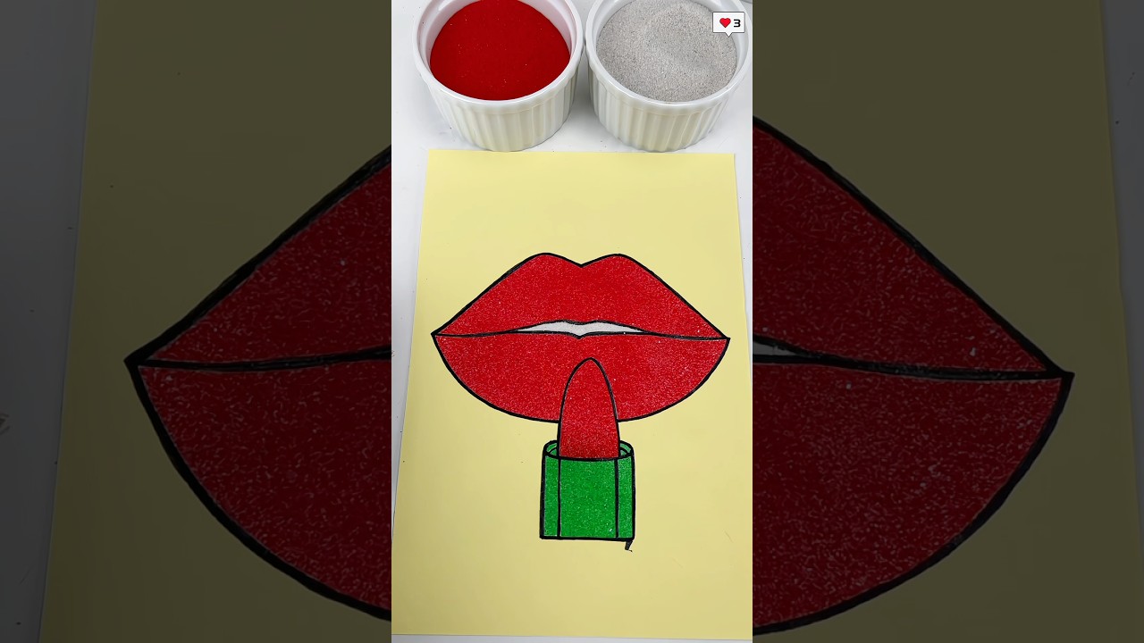 Sand Art Coloring 👄💄 #relaxing #asmr #satisfying #sandart #oddlysatisfying #sandpainting #shorts