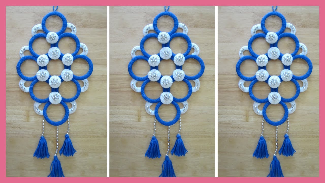 Handmade Wall Hanging Room Decor Idea 💙💙💙 \ Wool Craft Idea