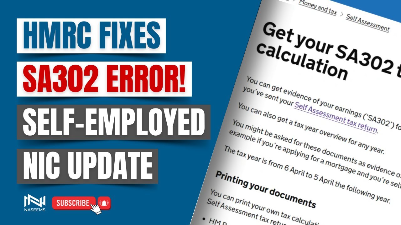 HMRC Fixes SA302 Error | Class 2 National Insurance Issue Resolved for 2024/25. #SA302error #class2