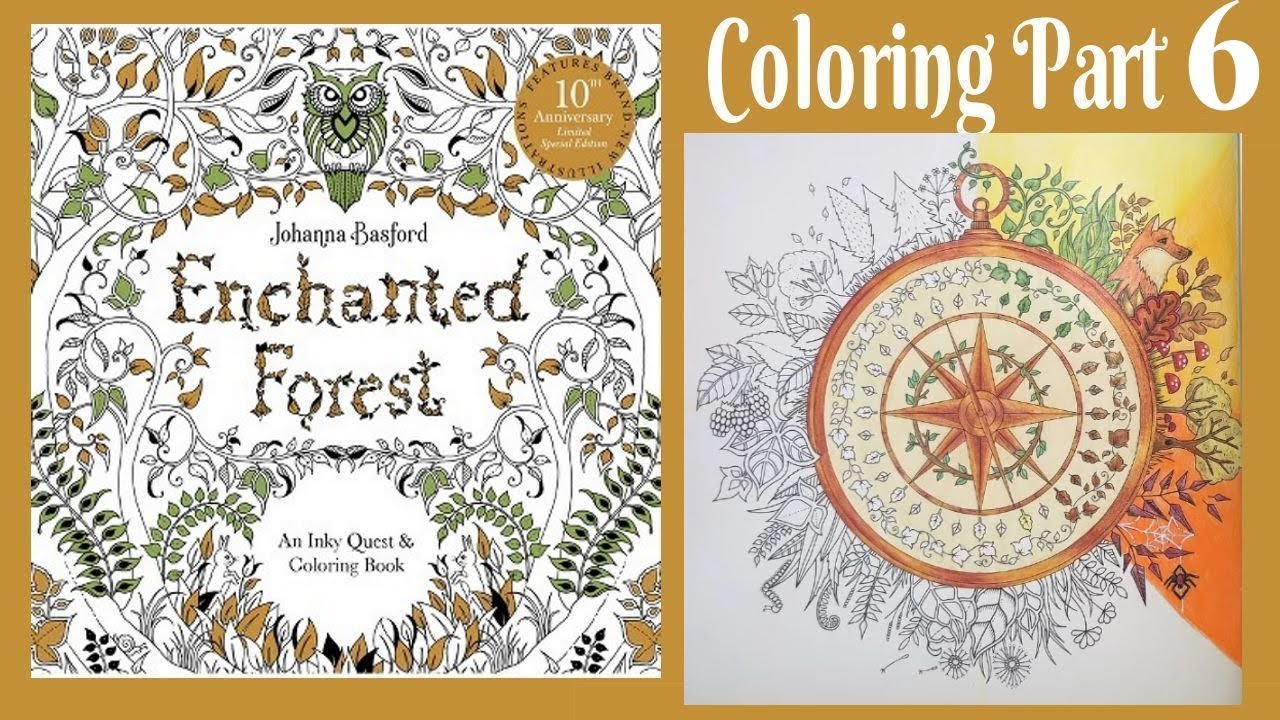 Coloring a Compass from Johanna Basfords Enchanted Forest Part 6