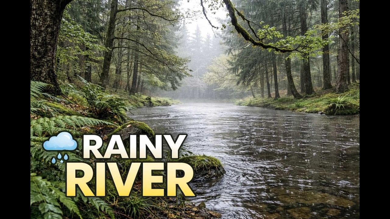 Peaceful Rainy Forest River 🌧️ Calming Water Sounds for Sleep, Relaxation & Focus