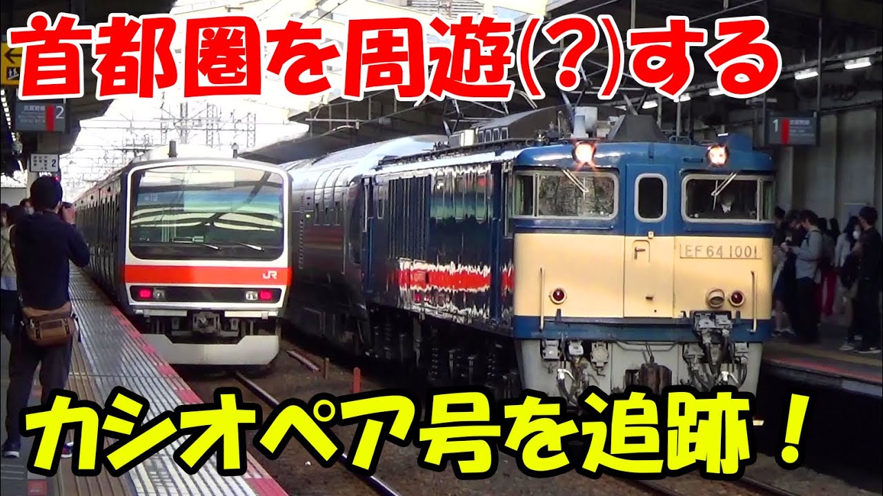 【信州カシオペア】首都圏を謎に迂回をする、寝台特急カシオペア号を追跡してみた。上野→八王子　EF64-1001号機牽引E26系長野行き。