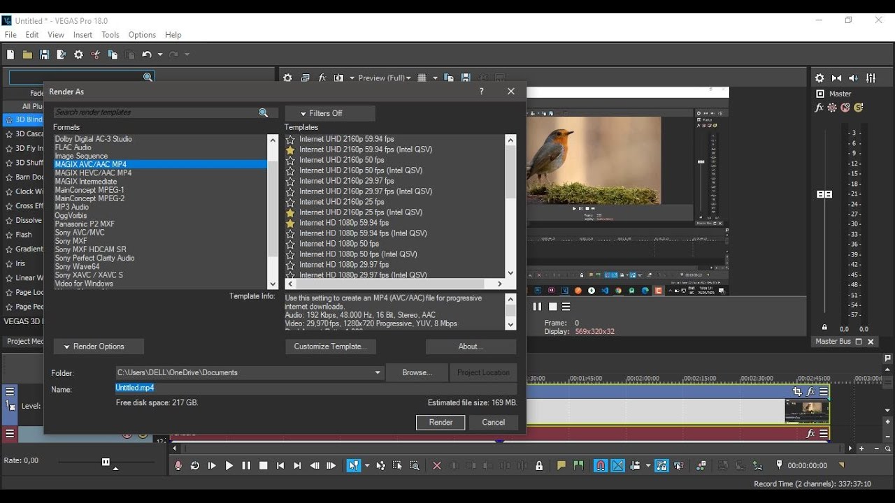 How to render .mp4 (H.264, H.265) in Vegas Pro 18, 17, 16, 15 (Update 2021)
