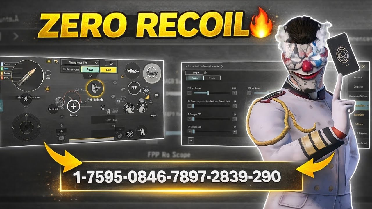 BGMI Best Zero Recoil Sensitivity Code 2026 🔥 No Recoil + 4 Finger Gyro Control Code