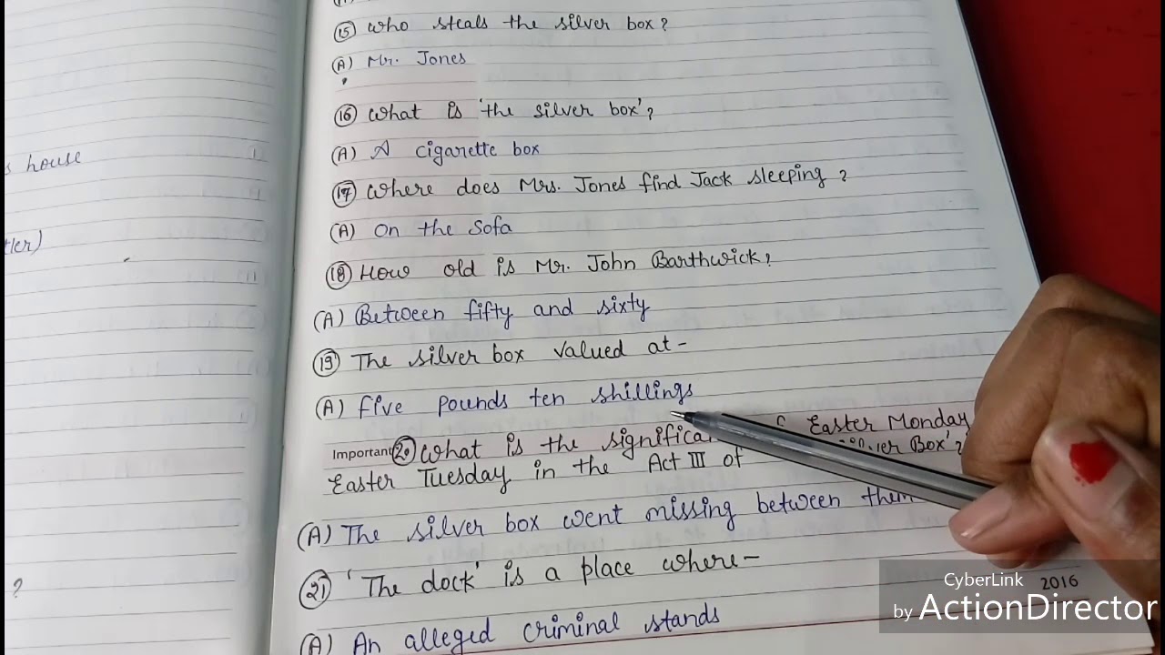 ENGLISH LITERATURE || SILVER BOX BY GALSWORTHY || QUIZ || QUESTIONS