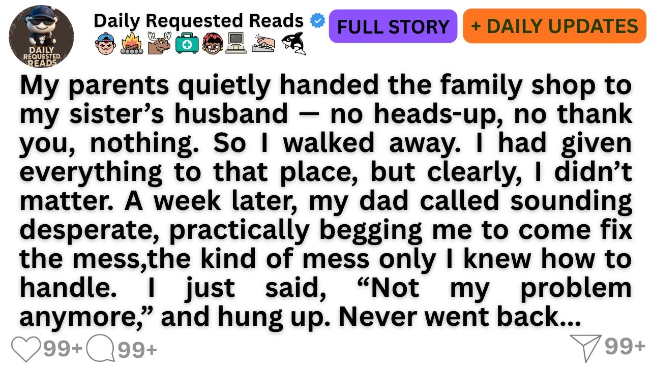 My parents quietly handed the family shop to my sister’s husband — no heads-up, no thank you, ....