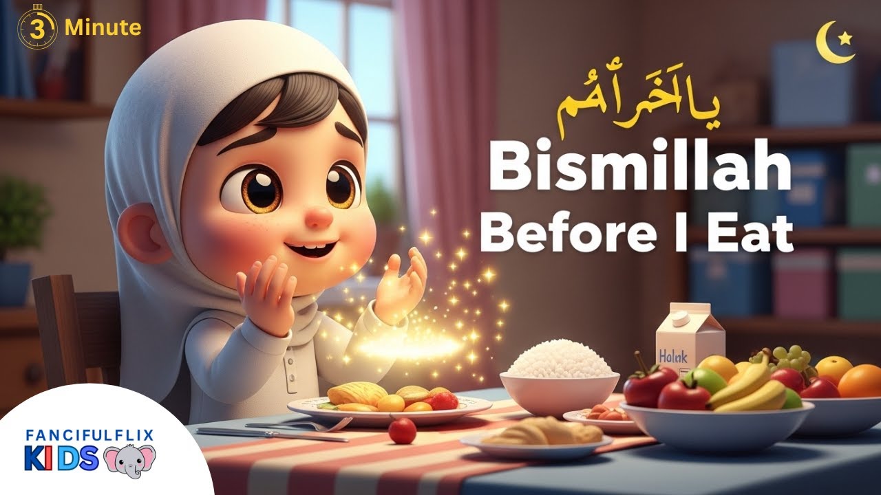 🌙 Bismillah Before I Eat | Islamic Kids Rhyme | Dua Before Eating | Muslim Baby Song