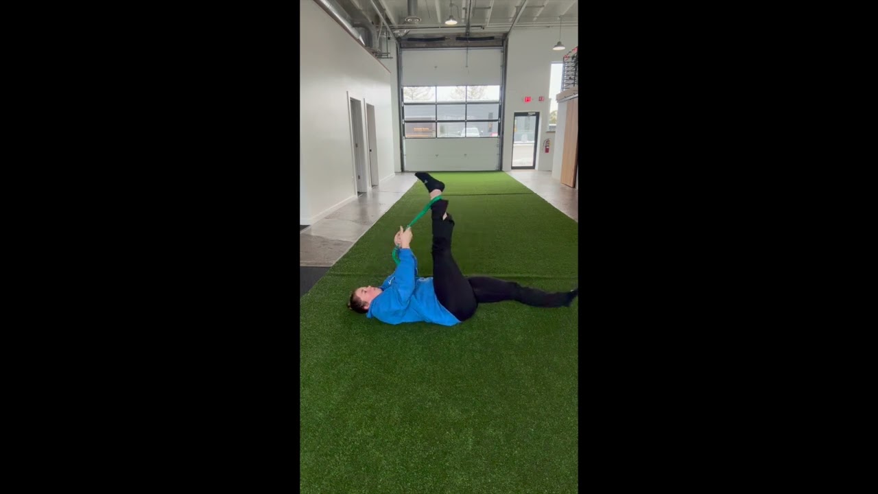 knee/quad recovery: hip, knee strap supported stretches