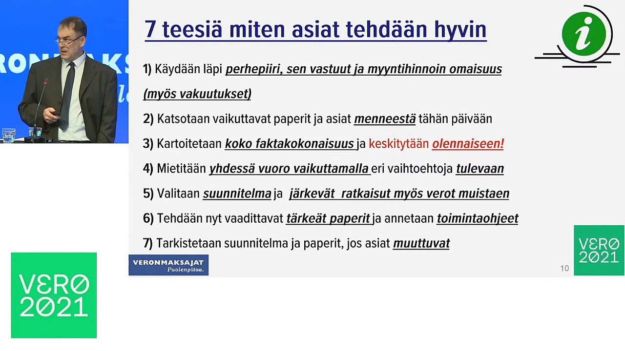 Vero2021 – Perintöverosuunnittelun käytetyimmät keinot, verojuristi Tuomo Lindholm, Veronmaksajat