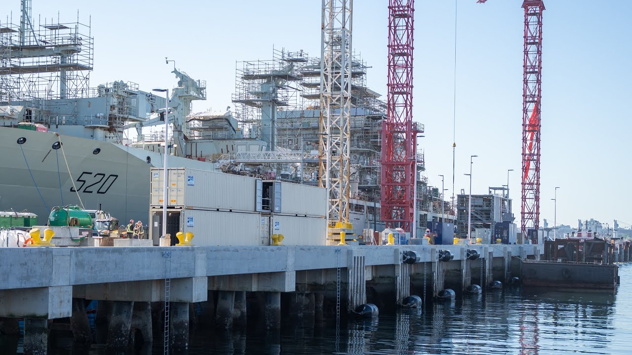 Timelapse: Construction of new outfitting Pier at Vancouver Shipyards