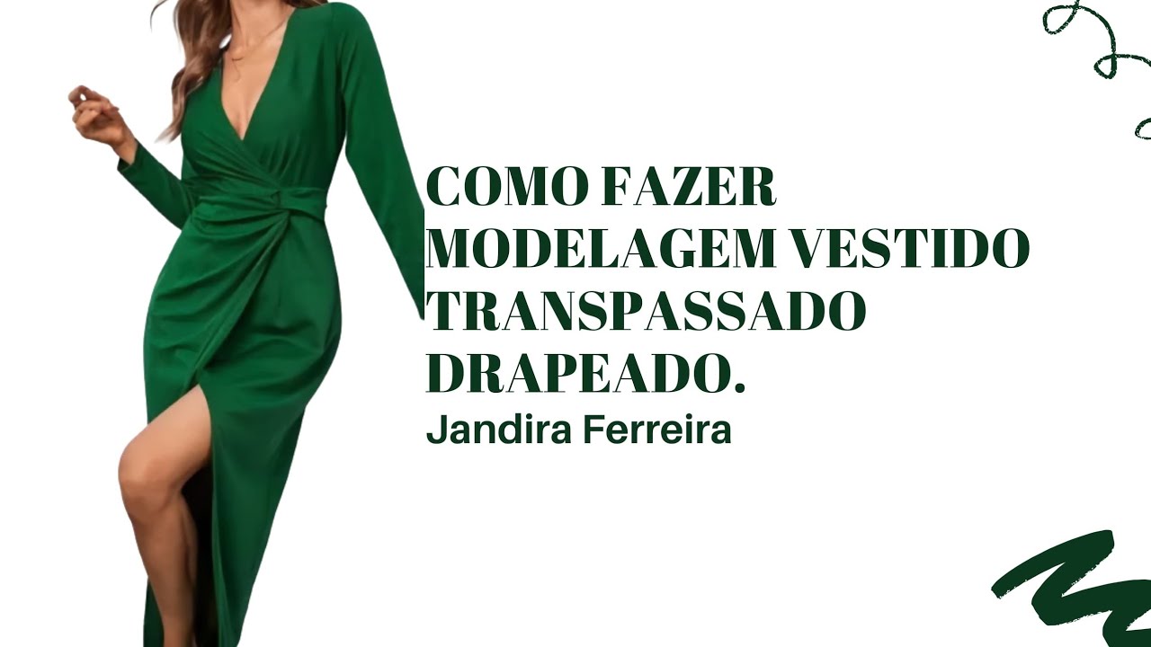 Vestido de Festa transpassado  envelope  drapeado   modelagem completa