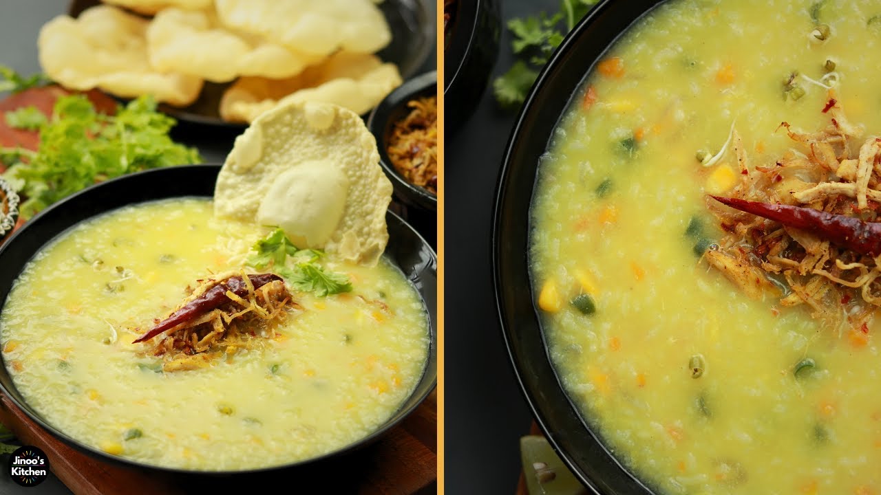 High Protein Chicken Congee Recipe Indian Style | Easy Healthy Comfort Food Kanji