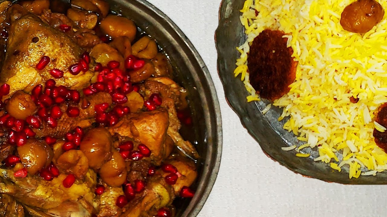 Азербайджанская кухня! Курица с каштанами и зёрнами граната