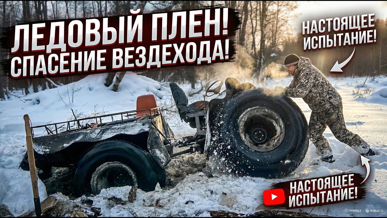Провалился на вездеходе под лёд у хаты бобра (Non stop)