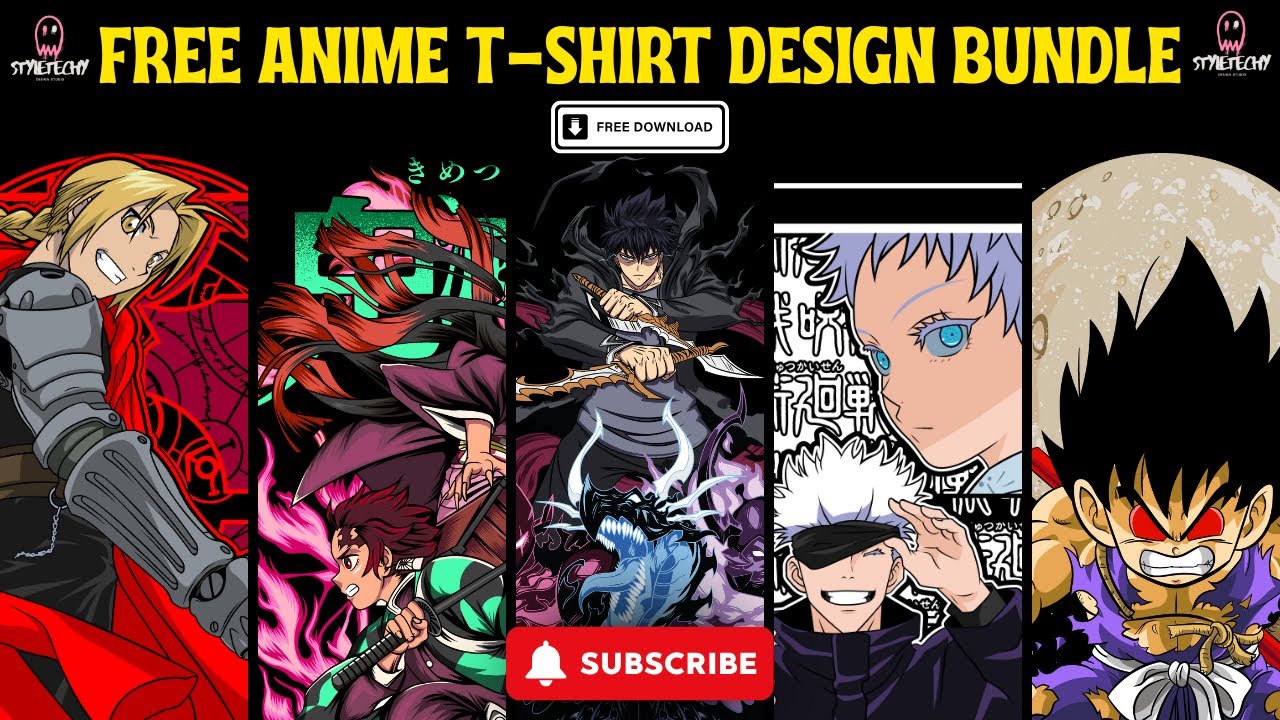 2026 Free Anime T‑Shirt Design Pack | Editable Files for Merch