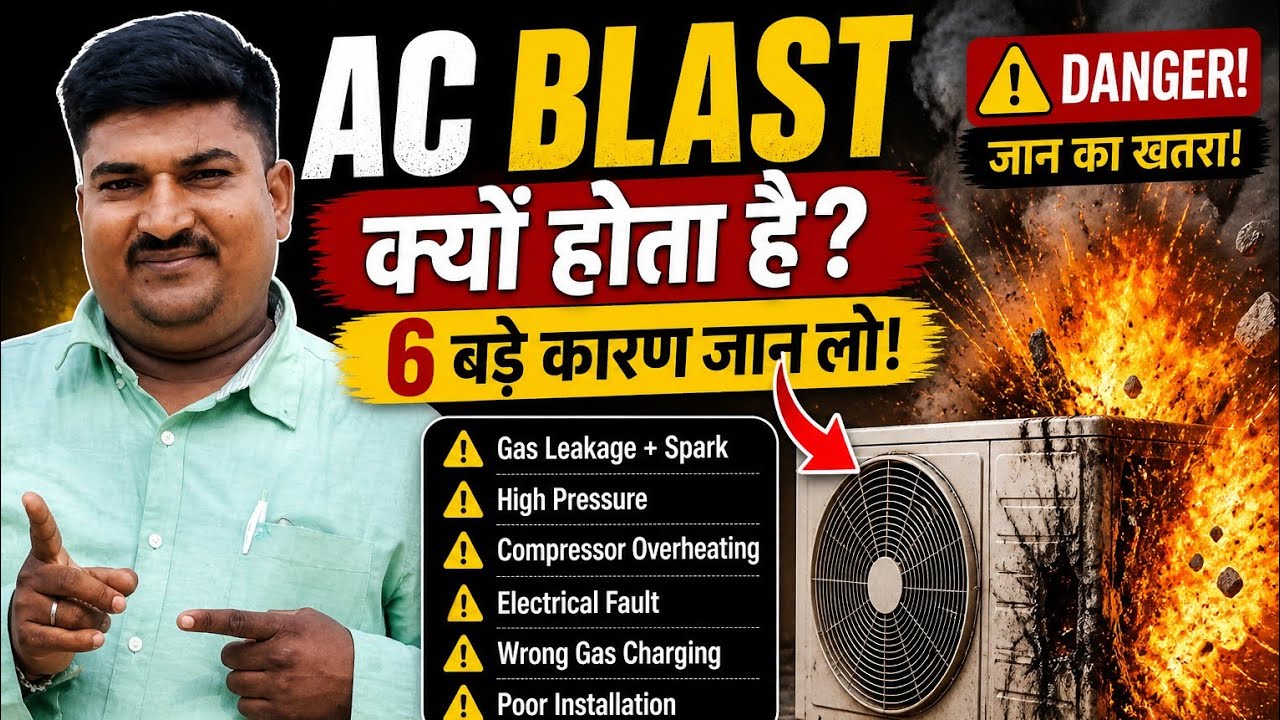 AC Blast क्यों होता है? | AC Explosion के 6 बड़े कारण | HVAC Training Hindi👇👉🙏