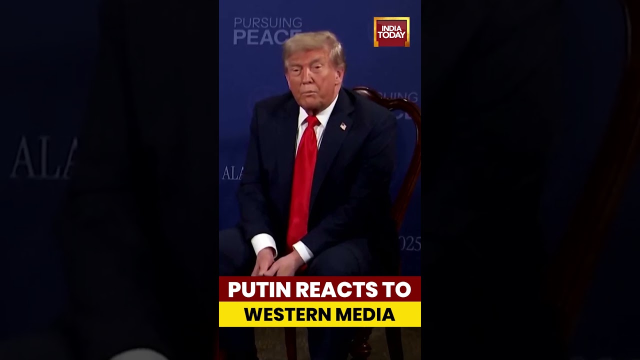 Russian President Putin Reacts To Questions From Western Journalists During Summit With Trump