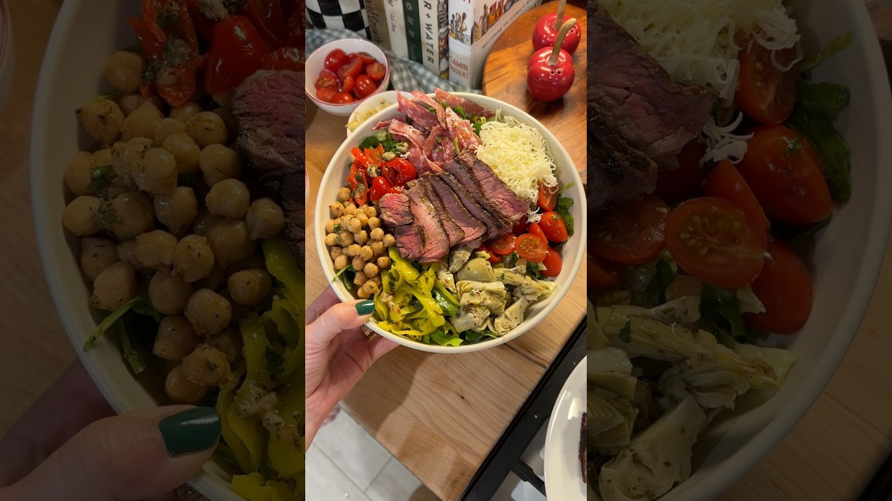 Steak Salad Sundays: Chopped Italian steak salad #steaksalad #steaksaladsundays #dinnerinspo #steak