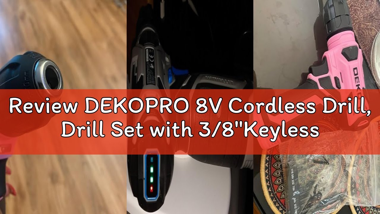 Review DEKOPRO 8V Cordless Drill, Drill Set with 3/8"Keyless Chuck, 42pcs Acessories, Built-in LED,