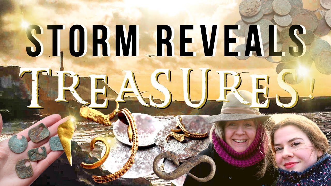 Treasure hunting after a storm. Amazing artefacts on the beach! Gold, silver & over 50 coins found!